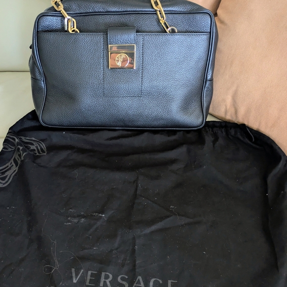 Versace Collection By Gianni Versace Black Pebble Leather Bag Never Used NWT - Picture 2 of 16